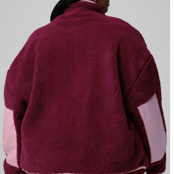 Fabletics Tahoe Teddy Jacket Women's Merlot/Soft Pink Snap Button Fleece 2X - Picture 2 of 8